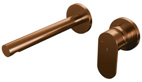 Brauer Copper Edition ColdStart wastafelkraan inbouw rechte uitloop en rozetten model C1 koper geborsteld PVD