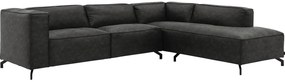 Goossens Bank Calvin grijs, micro leer, 3-zits, modern design met ligelement rechts