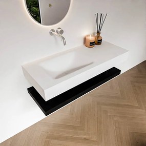 Zaro Alan badmeubel 110cm met planchet urban en vrijhangende wastafel cloud links zonder kraangat talc