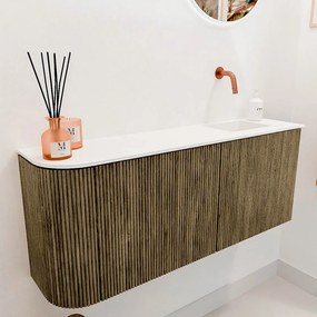 Mondiaz Joya 100cm toiletmeubel ronding links dusk met wastafel faye rechts zonder kraangat talc