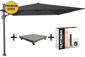 Challenger T1 premium zweefparasol 400x300 cm faded black met 120KG voet en hoes