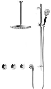 Hotbath Cobber IBS70 inbouwdouche met ronde handdouche, 30cm plafondbuis, 30cm hoofddouche en glijstang chroom