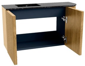 Mondiaz Joya DLux 70cm toiletmeubel ronding rechts oak met wastafel faye links 1 kraangat lava