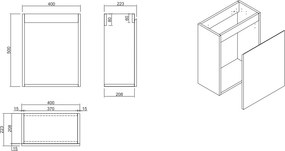 SaniGoods Mikado fontein onderkast marmer 40x22.3x50cm wit