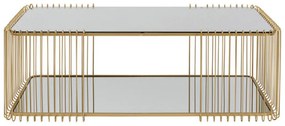 Kare Design Wire Double Rechthoekige Salontafel Goud Met Glasplaat - 119.5 X 60cm.