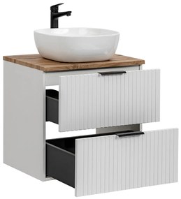 Comad Adele White badkamermeubel 60cm wit mat met waskom en toppaneel eiken