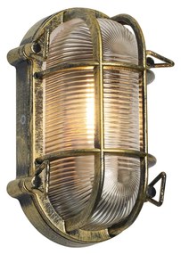 Buiten wand- en plafondlamp antiek goud ovaal IP44 - Noutica