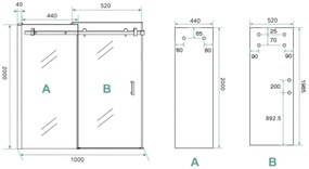 Saniclear Supreme douchedeur 90-100cm verouderd ijzer - gunmetal