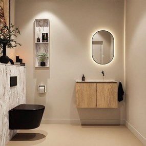 Mondiaz Ture DLux toiletmeubel 80cm washed oak met wastafel glace rechts zonder kraangat