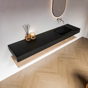 Zaro Alan badmeubel 190cm met planchet washed oak en vrijhangende wastafel cloud rechts zonder kraangat urban
