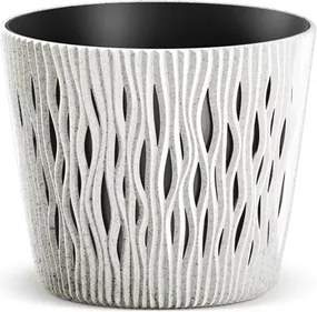 Prosperplast Sandy Round Eco Wood Bloempot - ECO Wit -Ø 13 cm - Met echt hout