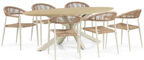 Tuinset 6 personen 220 cm Aluminium/Rope Taupe De Laan Projects