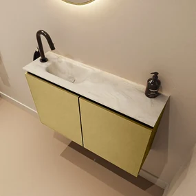 Mondiaz Ture DLux toiletmeubel 80cm oro met wastafel ostra links met kraangat