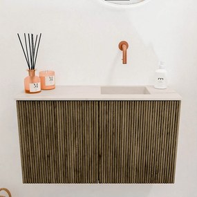 Mondiaz Joya DLux 70cm toiletmeubel dusk met wastafel faye rechts zonder kraangat meli