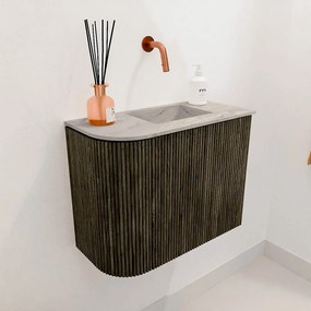 Mondiaz Joya DLux 50cm toiletmeubel ronding links shadow met wastafel faye rechts zonder kraangat glace