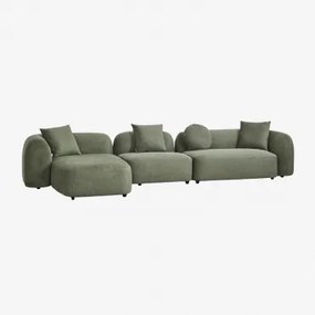 Modulaire Linker Chaise Longue Bank Van 3 Delen In Chenille Coco Chenille Saliegroen - Sklum