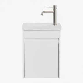 Narek Zwevend Houten Badkamermeubelset Met Geïntegreerde Wastafel Wit & Spiegelloze & Geborsteld Grijs ↑20 Cm Met Aftapkraan Zonder - Sklum