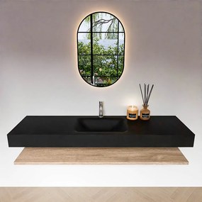 Zaro Alan badmeubel 160cm met planchet washed oak en vrijhangende wastafel cloud midden 1 kraangat urban