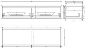 Gliss Design Ares badmeubel 160cm 2 lades charcoal met rivierstenen waskommen