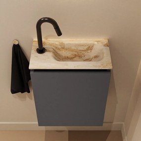 Mondiaz Ture DLux toiletmeubel 40cm dark grey met wastafel frappe rechts met kraangat