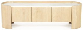Eleonora Don Tv-meubel Eiken Met Wit Marmer 160 Cm - 165x45x50cm.