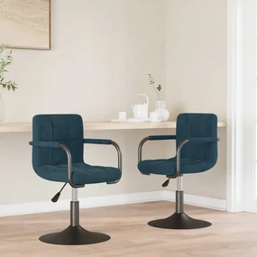 vidaXL Eetkamerstoelen draaibaar 2 st fluweel blauw
