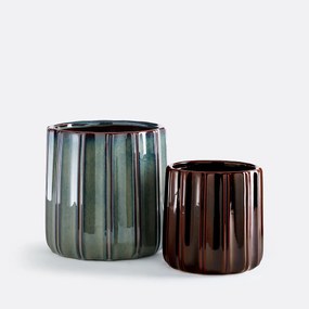 Bloempot van reliëfkeramiek, diameter 20 cm, LYNOA