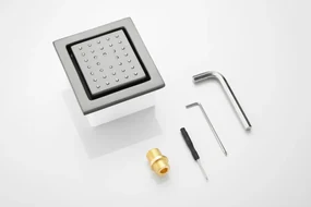 Saniclear Iron inbouw massage jet vierkant verouderd ijzer - gunmetal