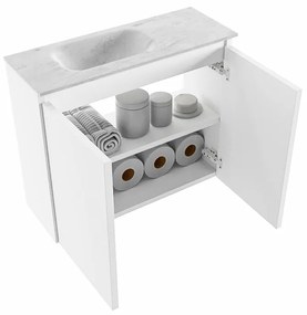 Mondiaz Ture DLux toiletmeubel 60cm talc met wastafel opalo links met kraangat