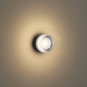 Design wandlamp zwart met opaal glas IP44 - Michele