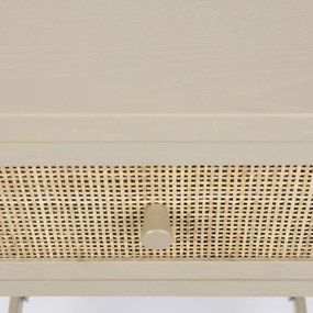 Beige Nachtkastje Met Rotan Lade - 48x38x54cm.