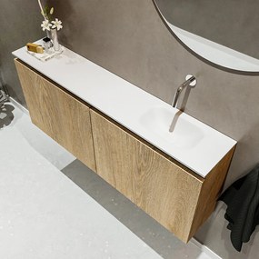 Mondiaz Ture 120cm toiletmeubel washed oak met wastafel talc rechts geen kraangat