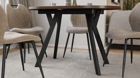 Mazzoni ALMO Bruin Eiken / zwarte poten - OVALE UITSCHUIFTAFEL 140-240 cm VOOR 10-12 PERSONEN