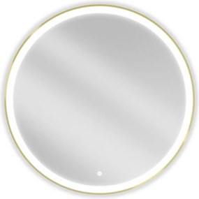 Mexen Esso ronde, verlichte badkamer spiegel, 90 cm, LED 6000K, antivorming, gouden frame - 9825-090-090-611-50