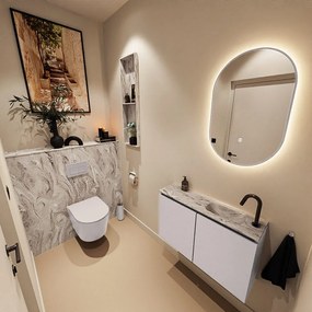 Mondiaz Ture DLux toiletmeubel 80cm cale met wastafel glace rechts met kraangat