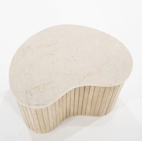 Bijzettafel Met Beige Marmer Blad - 50 X 33cm.