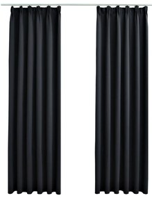 vidaXL Gordijnen verduisterend met haken 2 st 140x245 cm zwart