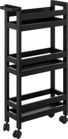5Five keukentrolley dressoir met kleine wieltjes B15 x D40 x H75 cm - koolzwart - Organizer