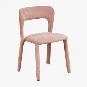 Set Van 4 Gestoffeerde Eetkamerstoelen Brusel Chenille Rozenkwarts - Sklum