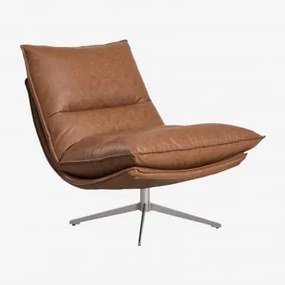 Set Van 2 Draaibare Fauteuils In Kunstleer Sisko Kunstleren Kameel Vintage - Sklum
