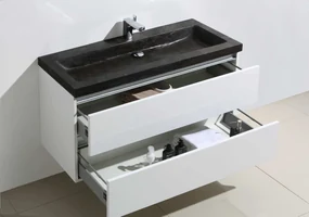 Lambini Designs Trend Stone badkamermeubel 100cm 1 kraangat hoogglans wit