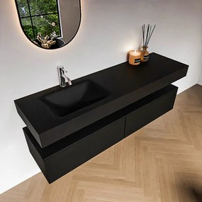 Zaro Alan badmeubel 160cm urban 2 lades met vrijhangende wastafel cloud links 1 kraangat urban
