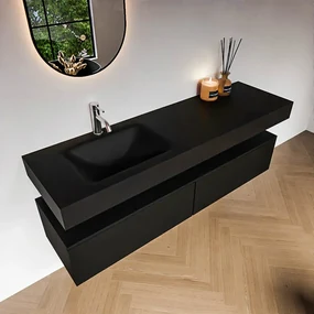 Zaro Alan badmeubel 160cm urban 2 lades met vrijhangende wastafel cloud links 1 kraangat urban