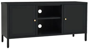 vidaXL Tv-meubel 105x35x52 cm staal en glas zwart