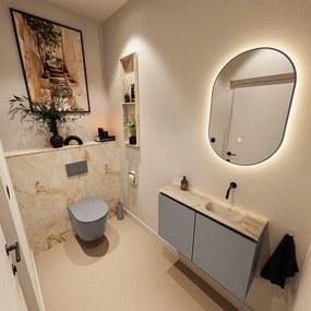 MONDIAZ TURE-DLUX 80cm toiletmeubel Smoke. EDEN wastafel Frappe positie rechts. Zonder kraangat. TUREDX80SMOR0FRA