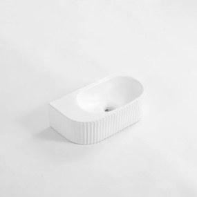 QeramiQ Blend Fontein - 40x22x12cm - Geribbeld - halfrond - zonder kraangat - Keramiek - Wit Mat SW1210755