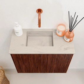 Mondiaz Joya DLux 50cm toiletmeubel ruby met wastafel faye links zonder kraangat opalo