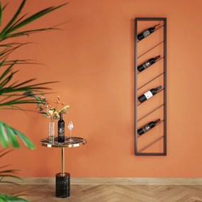 Kare Design Bistro Uno Muur Wijnrek Zwart Metaal - 36x6x160cm.