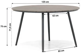 Tuinset Ronde Tuintafel 4 personen 125 cm Aluminium/Wicker Taupe  De Laan Projects