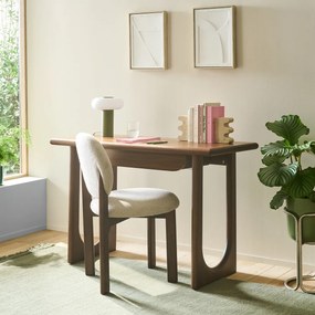 Bureau van massief essenhout en walnootfineer, 1 lade, DOUVE